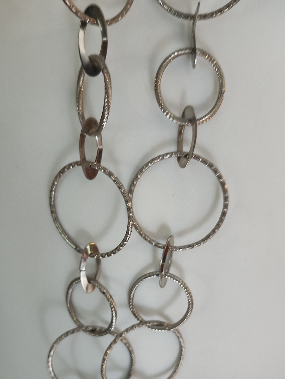 Layered Open Circle Link Necklace - Silver Tone - Picture 4 of 16